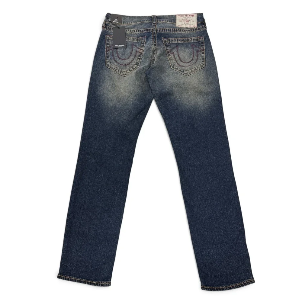 True Religion Geno Big T Slim Jeans Mens 30 x 32 Medium Bonechill Wash NWT